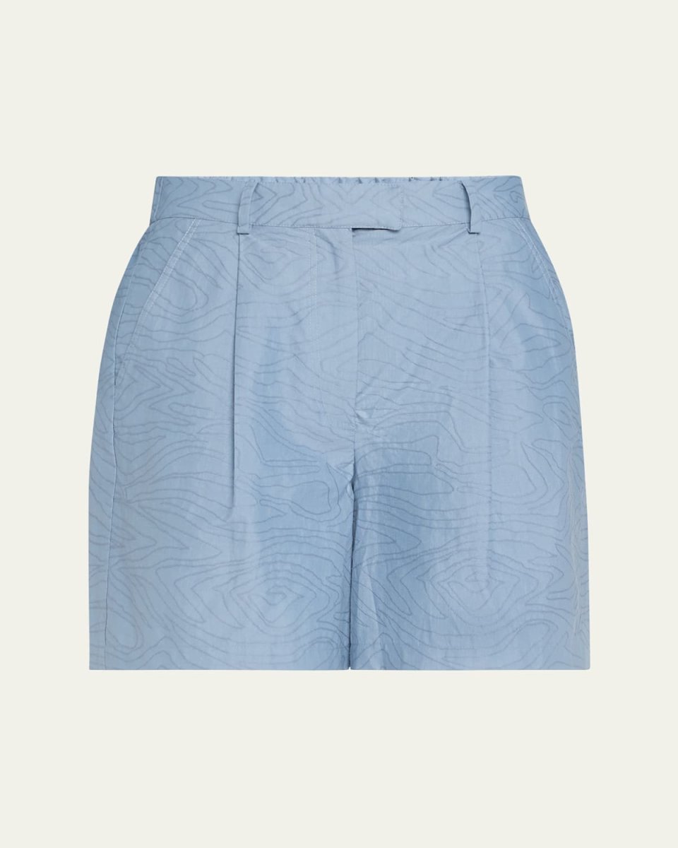 Abstract Animal Jacquard Pleated Baggy Shorts